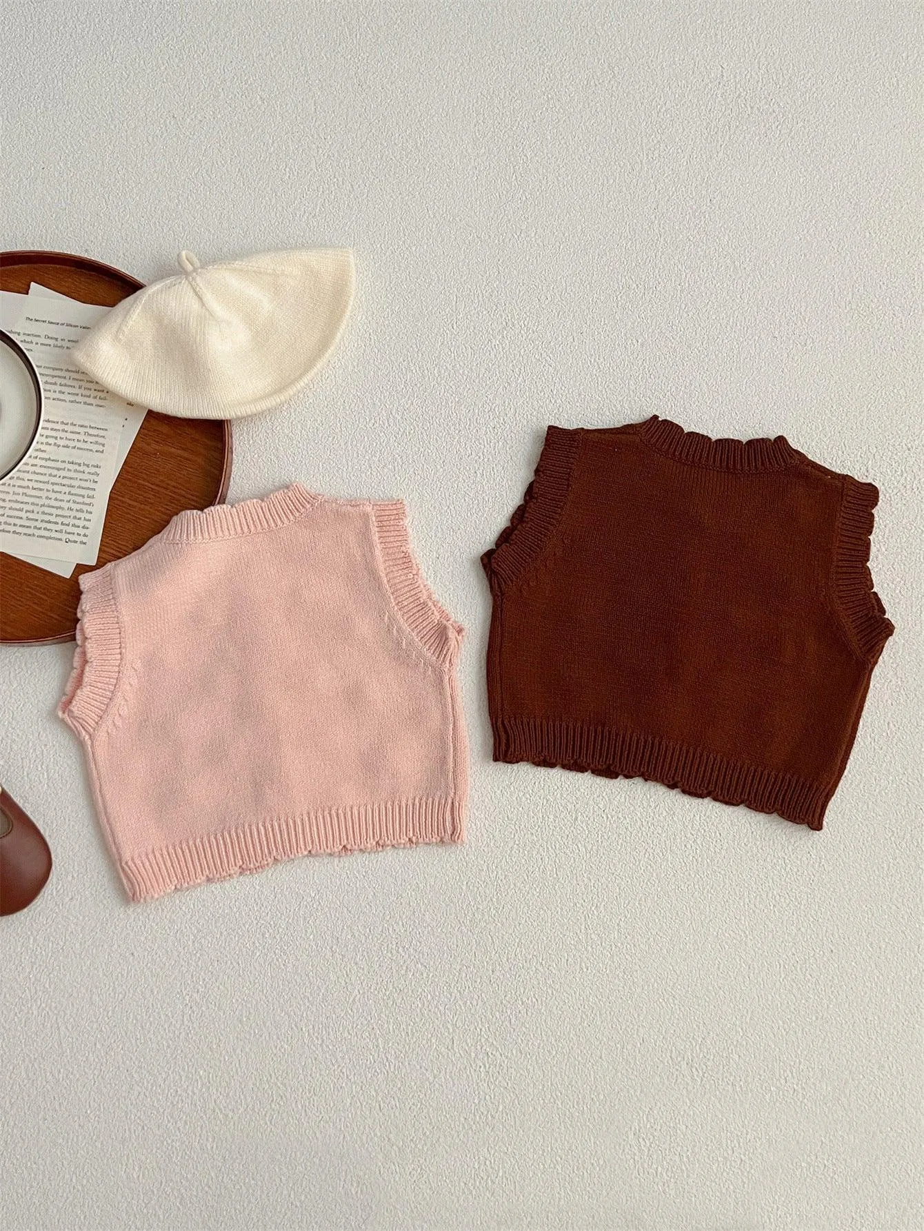 Adorable Infant Baby Girls Bubble Knitted Sleeveless Single Breasted Sweater Vest