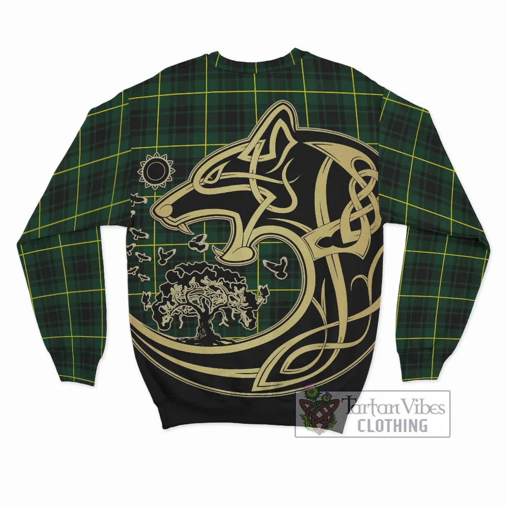 Arthur Modern Tartan Sweatshirt with Family Crest Celtic Wolf Style