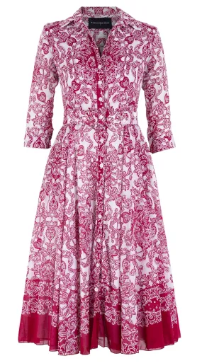 Aster Dress Shirt Collar 3/4 Sleeve Midi Length Cotton Musola (Casanova Bandana Small)
