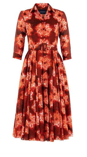 Aster Dress Shirt Collar 3/4 Sleeve Midi Length Cotton Musola (Shibori Star)