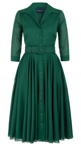Aster Dress Shirt Collar 3/4 Sleeve Midi Length Cotton Musola (Solid)