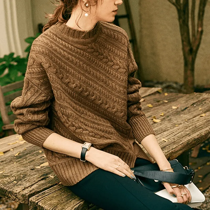 Autumn high-end cashmere sweater female half turtleneck sweater
