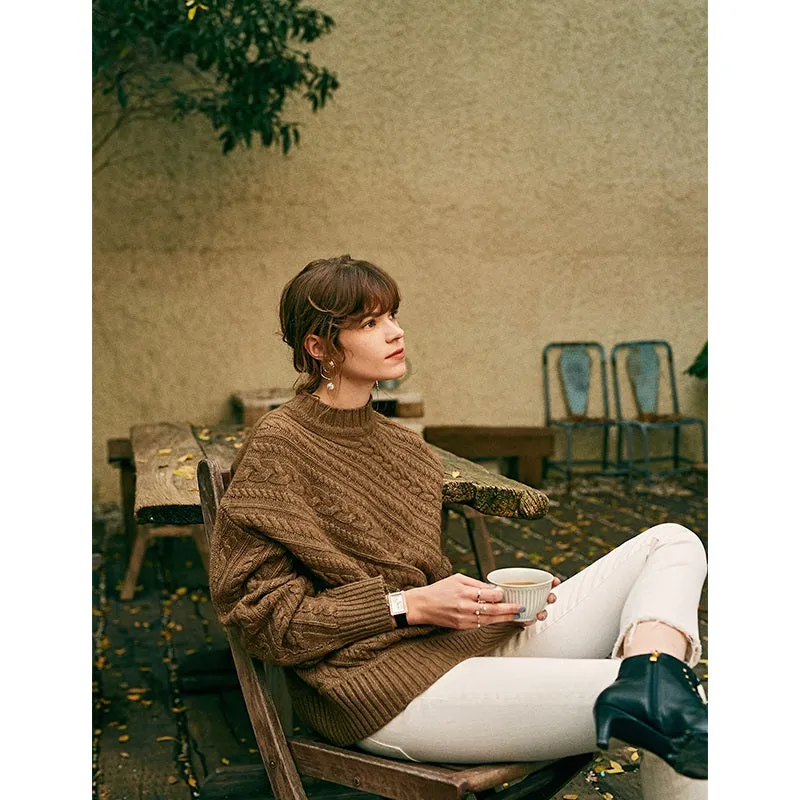 Autumn high-end cashmere sweater female half turtleneck sweater