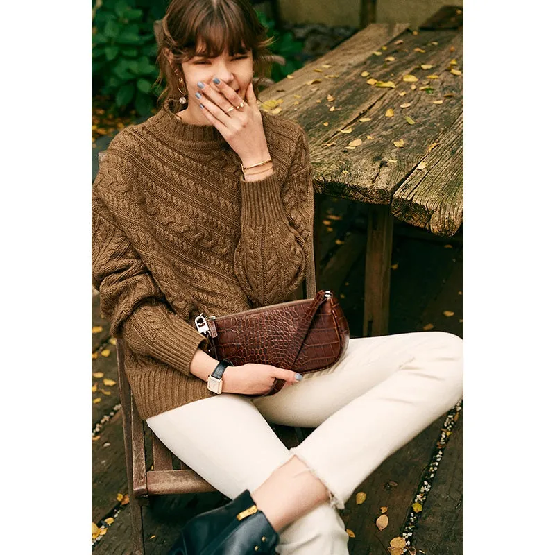 Autumn high-end cashmere sweater female half turtleneck sweater