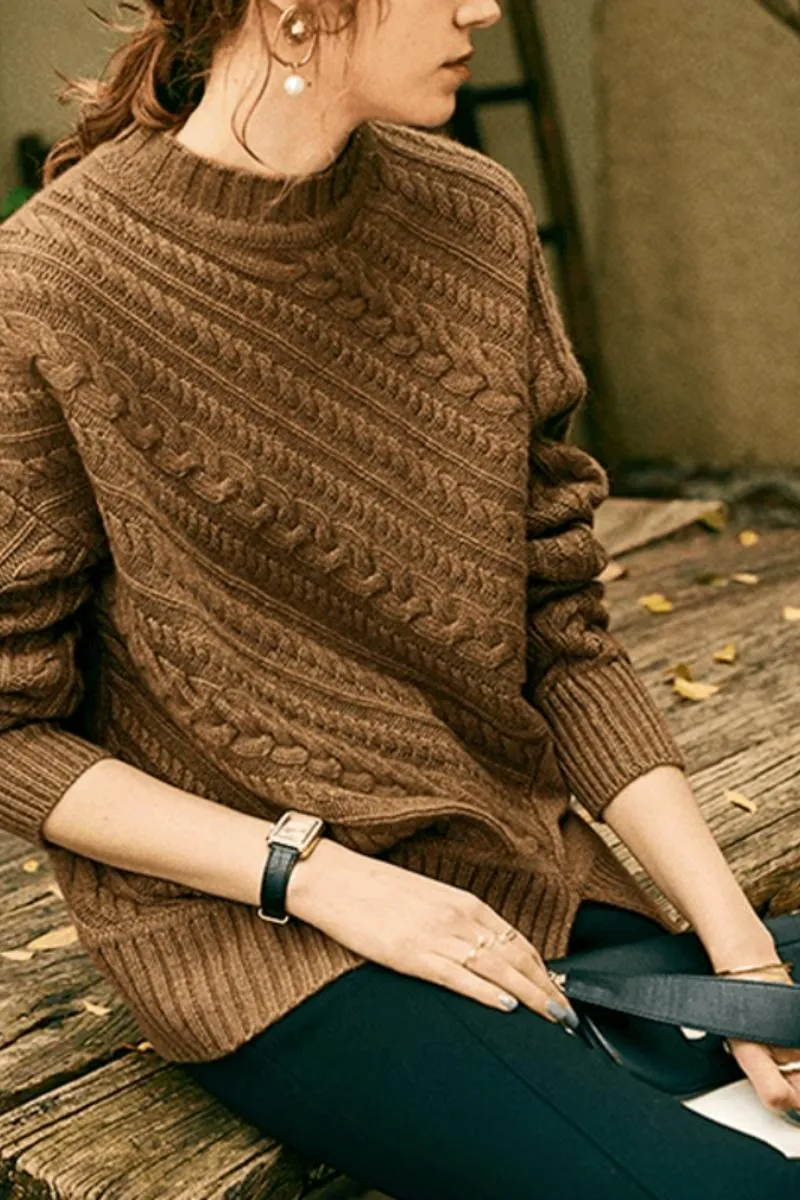 Autumn high-end cashmere sweater female half turtleneck sweater
