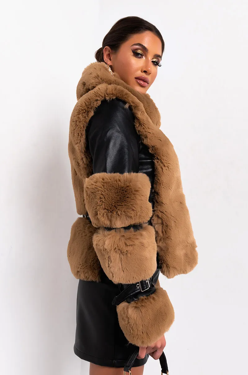 AZALEA WANG FAUX FUR MOTO PUFFER