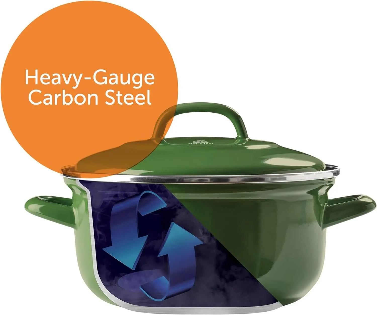 BK Indigo Heritage Round Dutch Oven - 26cm, 5.2L, German Enamelled Casserole Dish with Lid - Green
