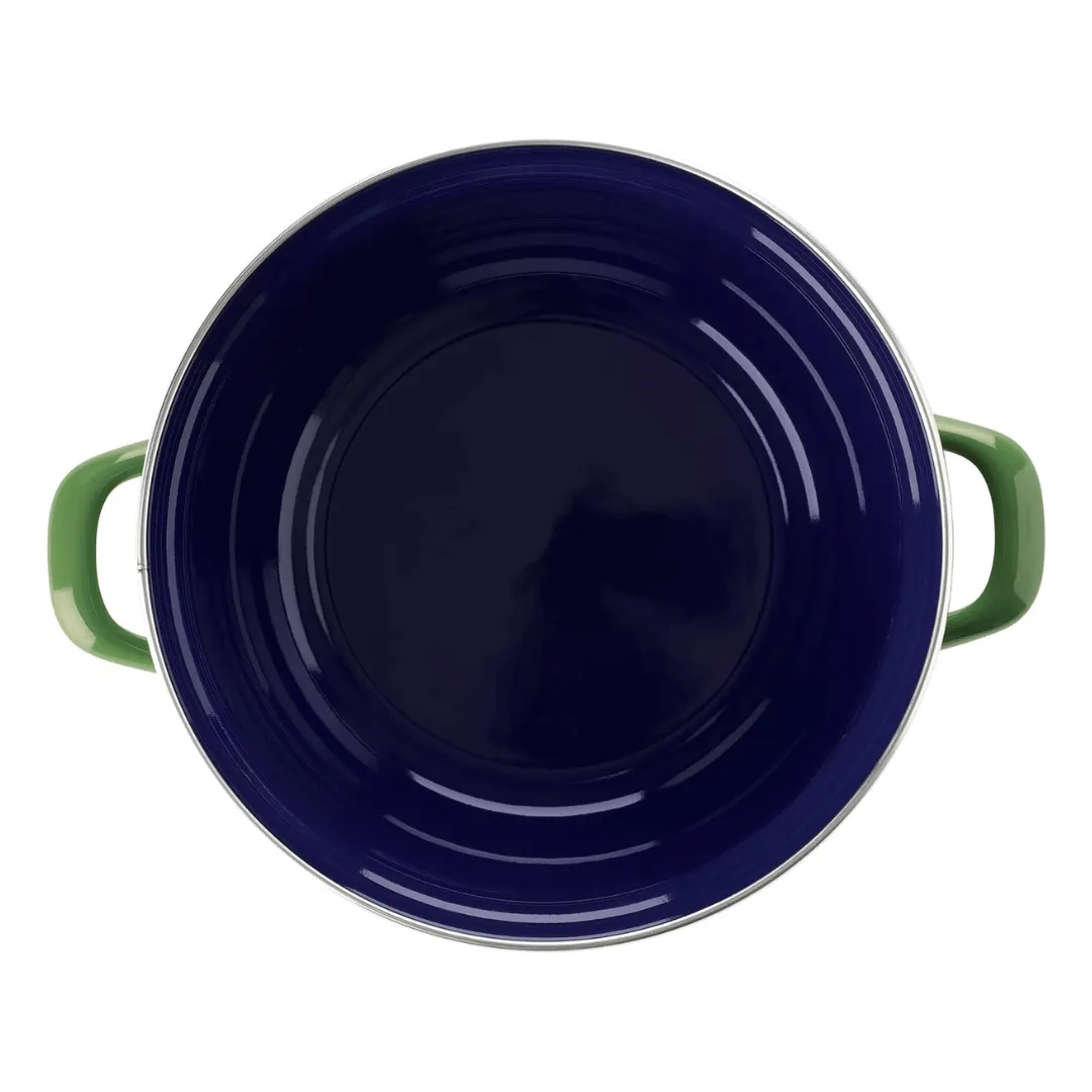 BK Indigo Heritage Round Dutch Oven - 26cm, 5.2L, German Enamelled Casserole Dish with Lid - Green