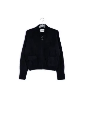Black knitted cardigan with zipper