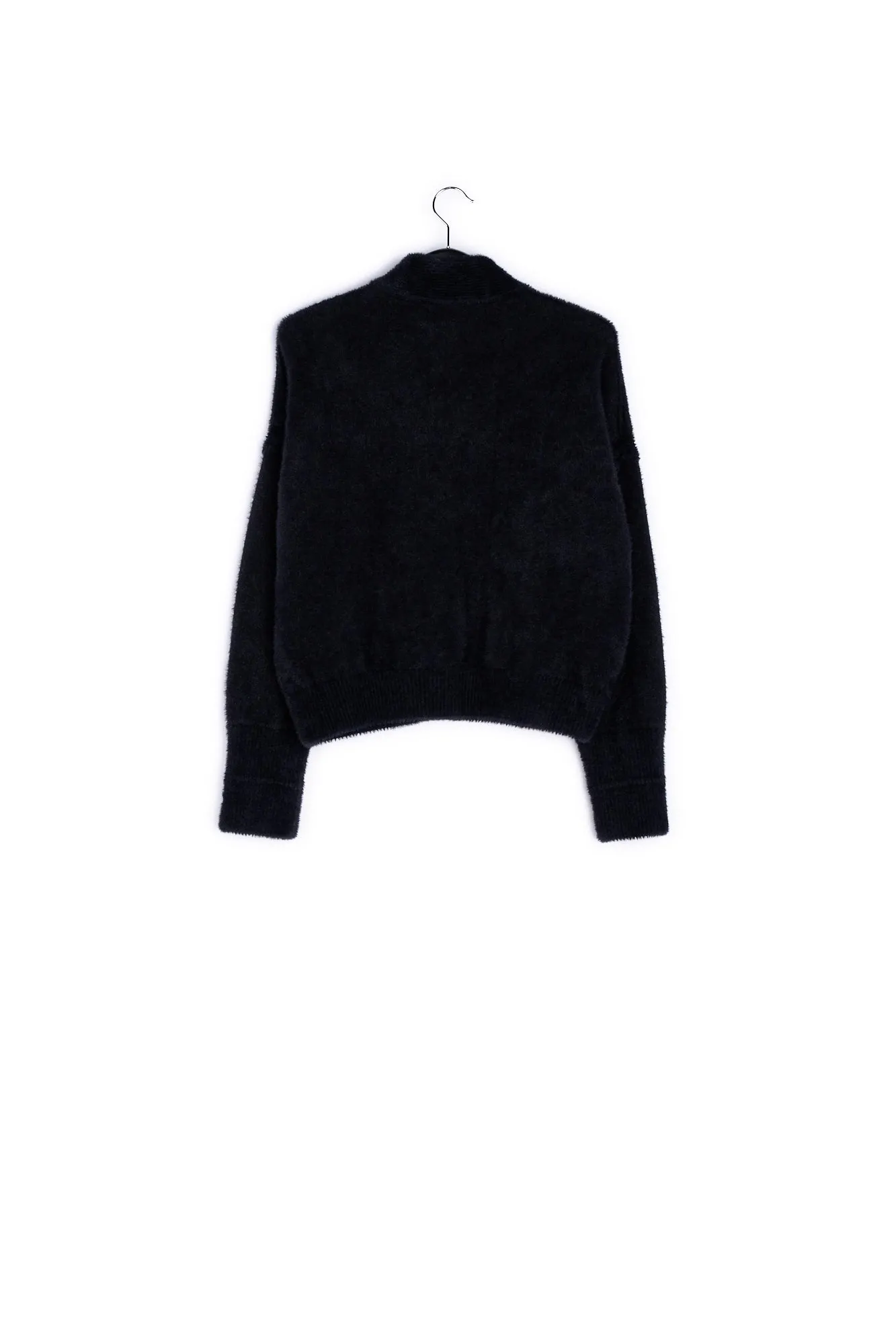 Black knitted cardigan with zipper