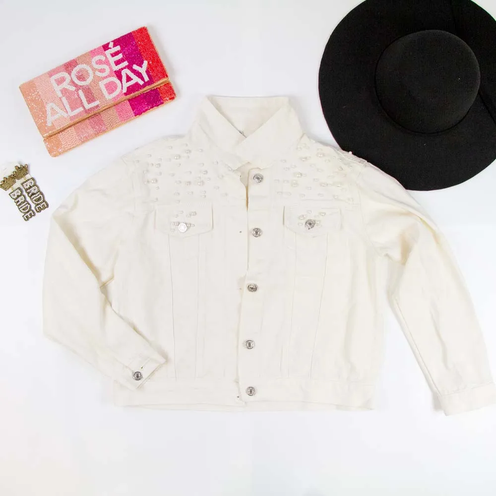 (Black Pearl) Till Death Patch  Pearl Denim Jacket