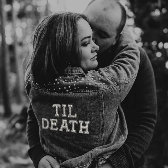 (Black Pearl) Till Death Patch  Pearl Denim Jacket