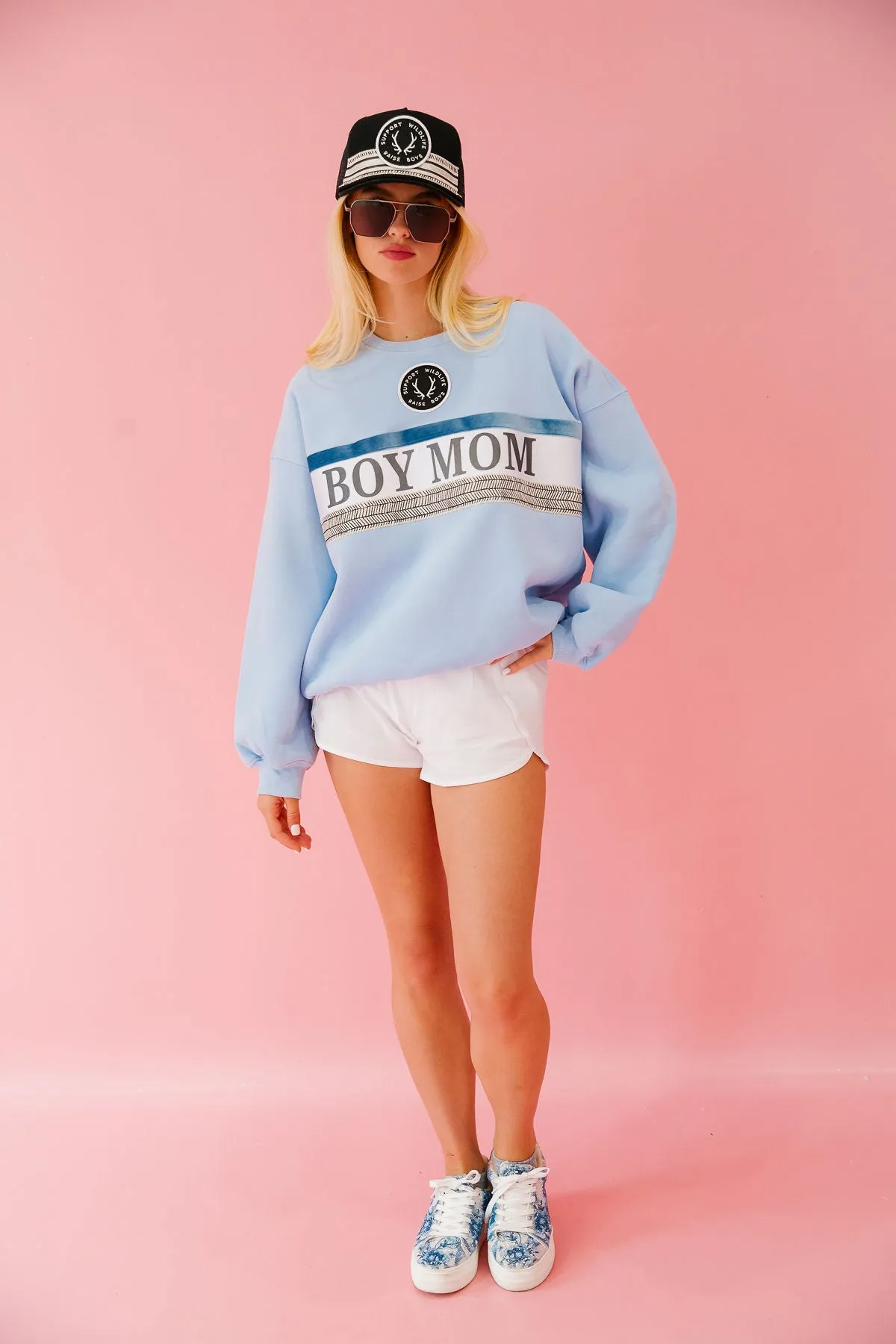 BOY MOM RIBBON BLUE PULLOVER