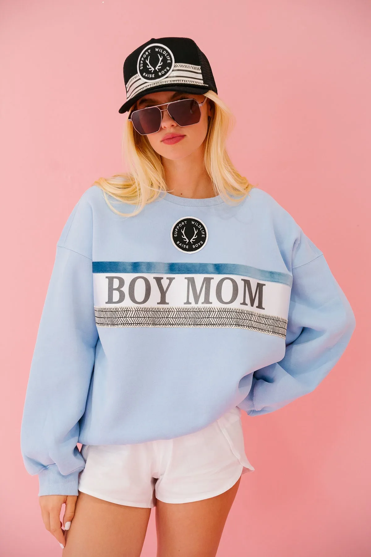 BOY MOM RIBBON BLUE PULLOVER