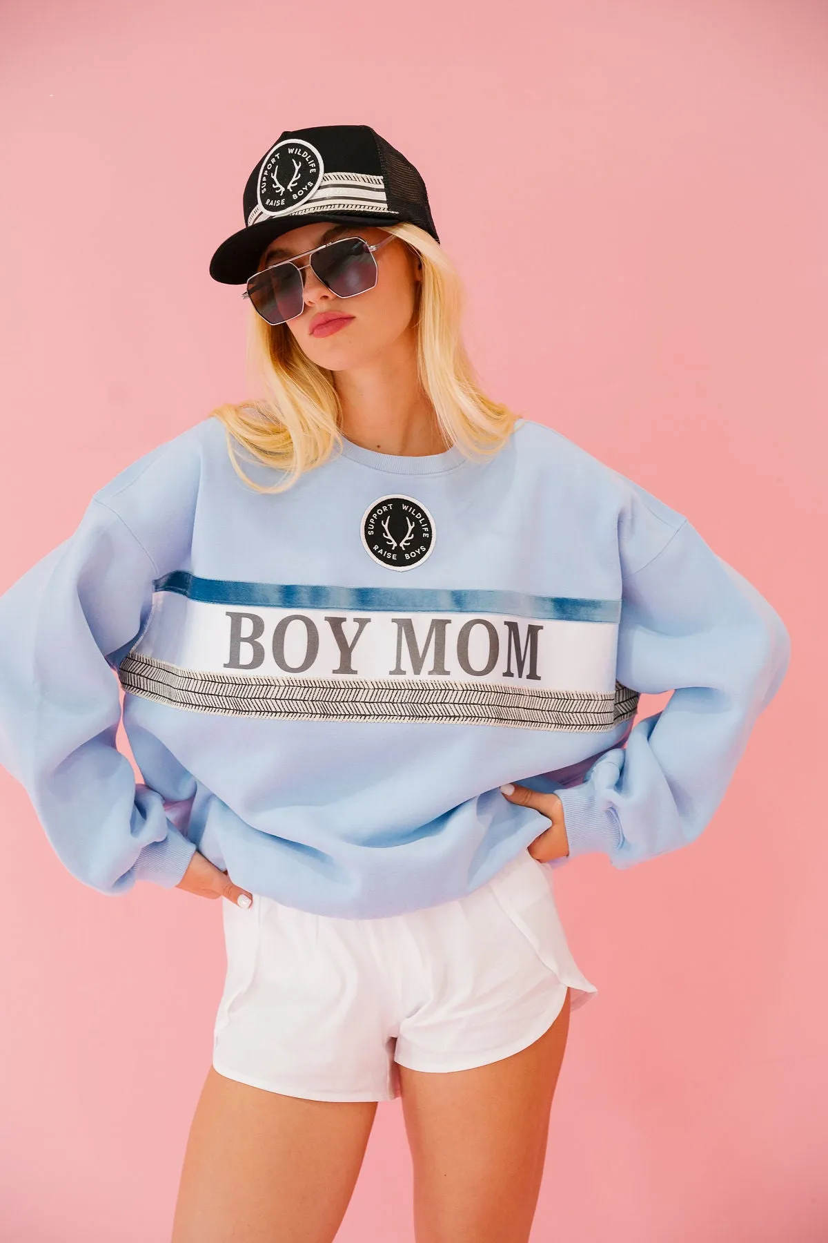 BOY MOM RIBBON BLUE PULLOVER