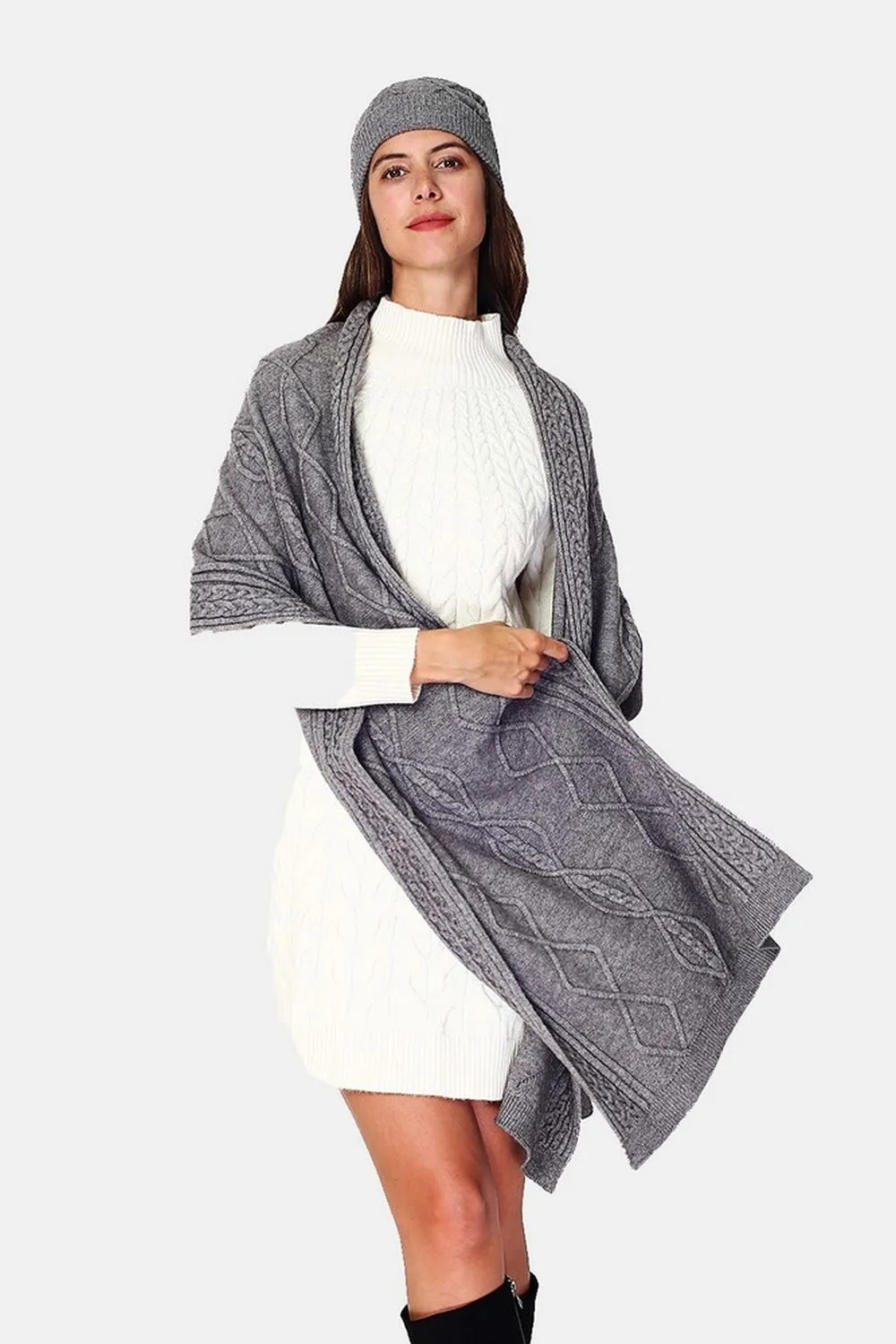 Cable-knit oversized scarf
