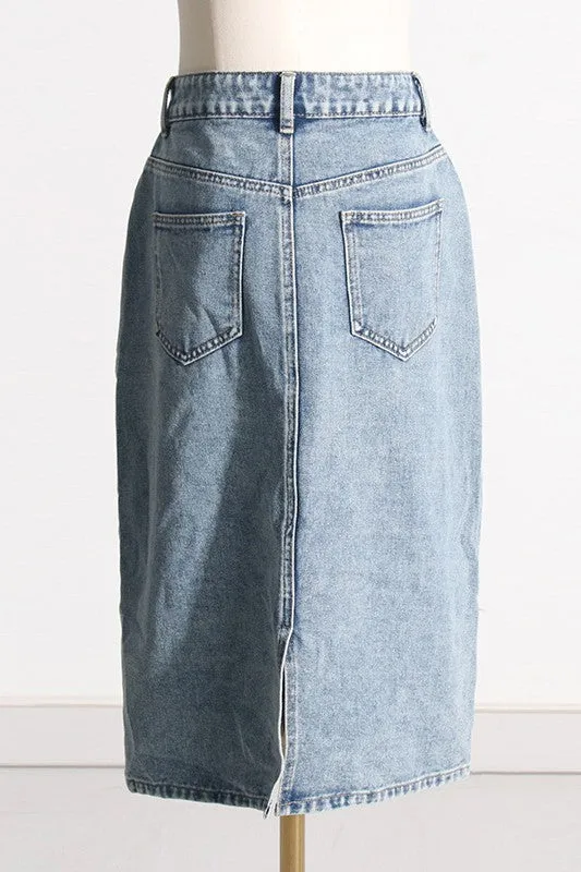 Clarice Cutout Denim Midi Skirt