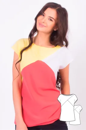 Color Blocked Short Sleeve Top #2107