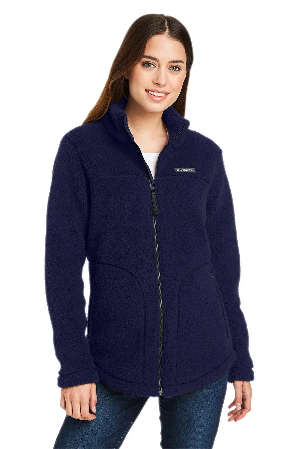 Columbia Womens West Bend Sherpa Fleece Full Zip Jacket - Dark Sapphire Blue - Closeout