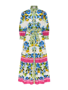 Demi cotton maxi dress, peonia blue