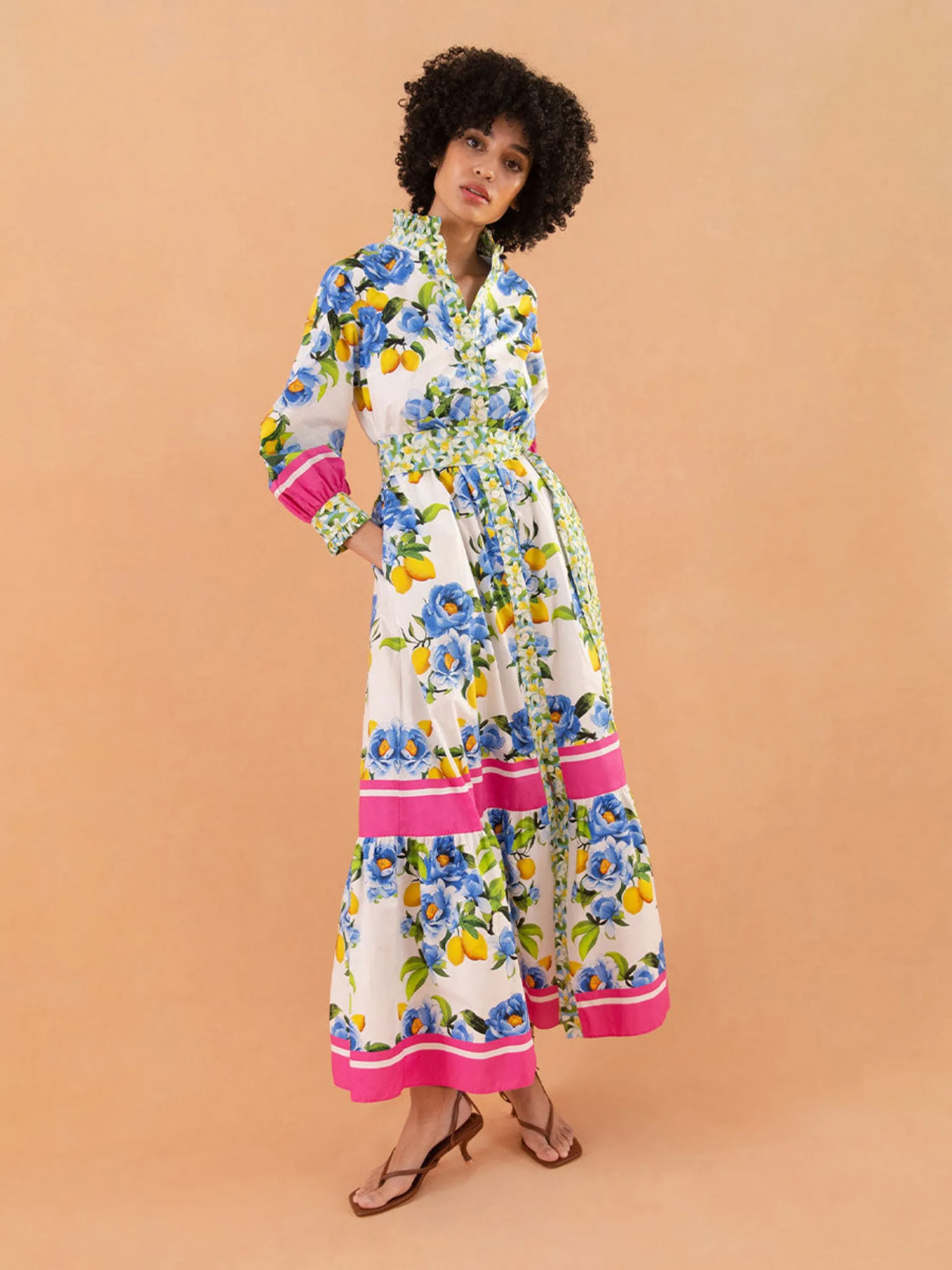 Demi cotton maxi dress, peonia blue