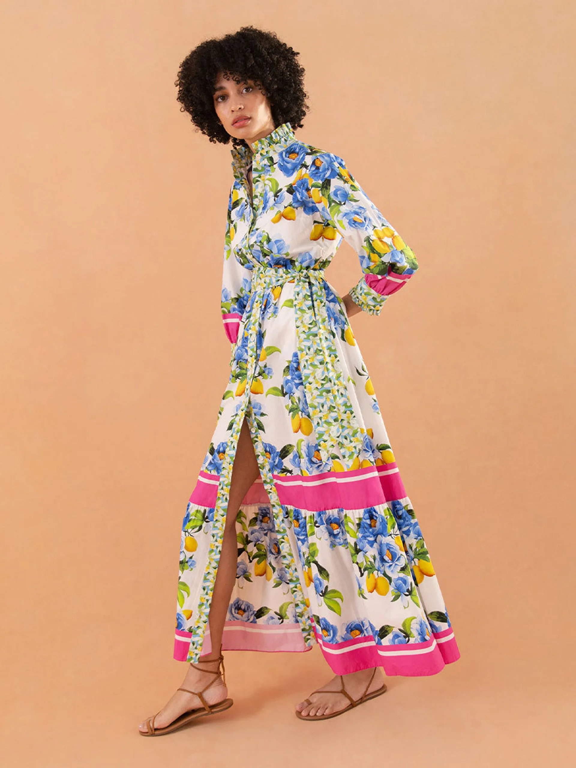Demi cotton maxi dress, peonia blue