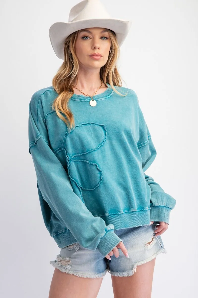 Flower Girl Knit Pullover - Teal