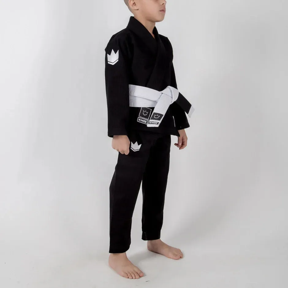 Kimono Copii Brazilian Jiu Jitsu KINGZ The ONE BJJ Gi - Negru (Centura Alba Inclusa)