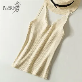 Lace Knitted Sexy V-neck Vest Cotton Tank Top (Free Shipping)