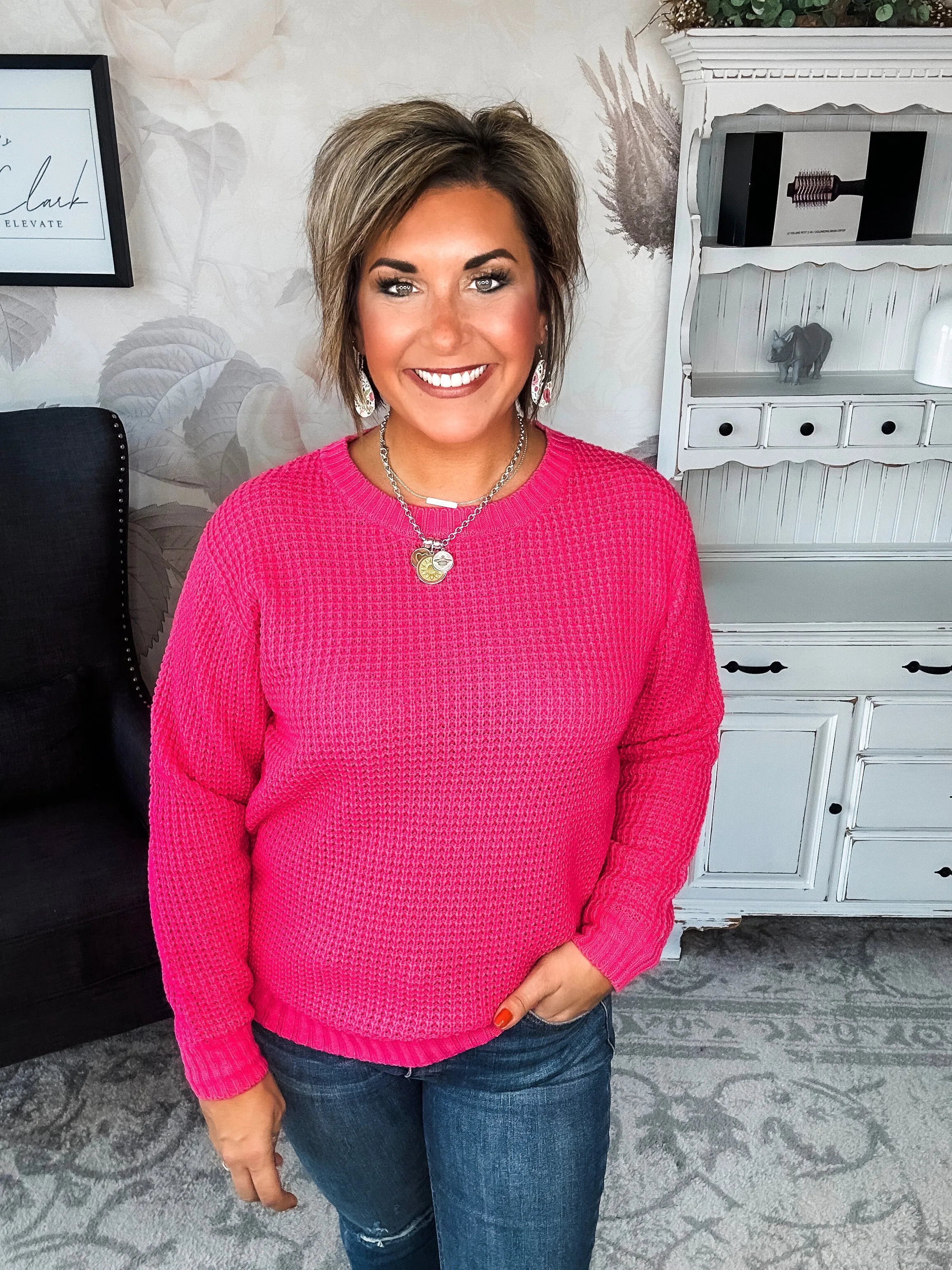 Looking For This Sweater - Fuchsia