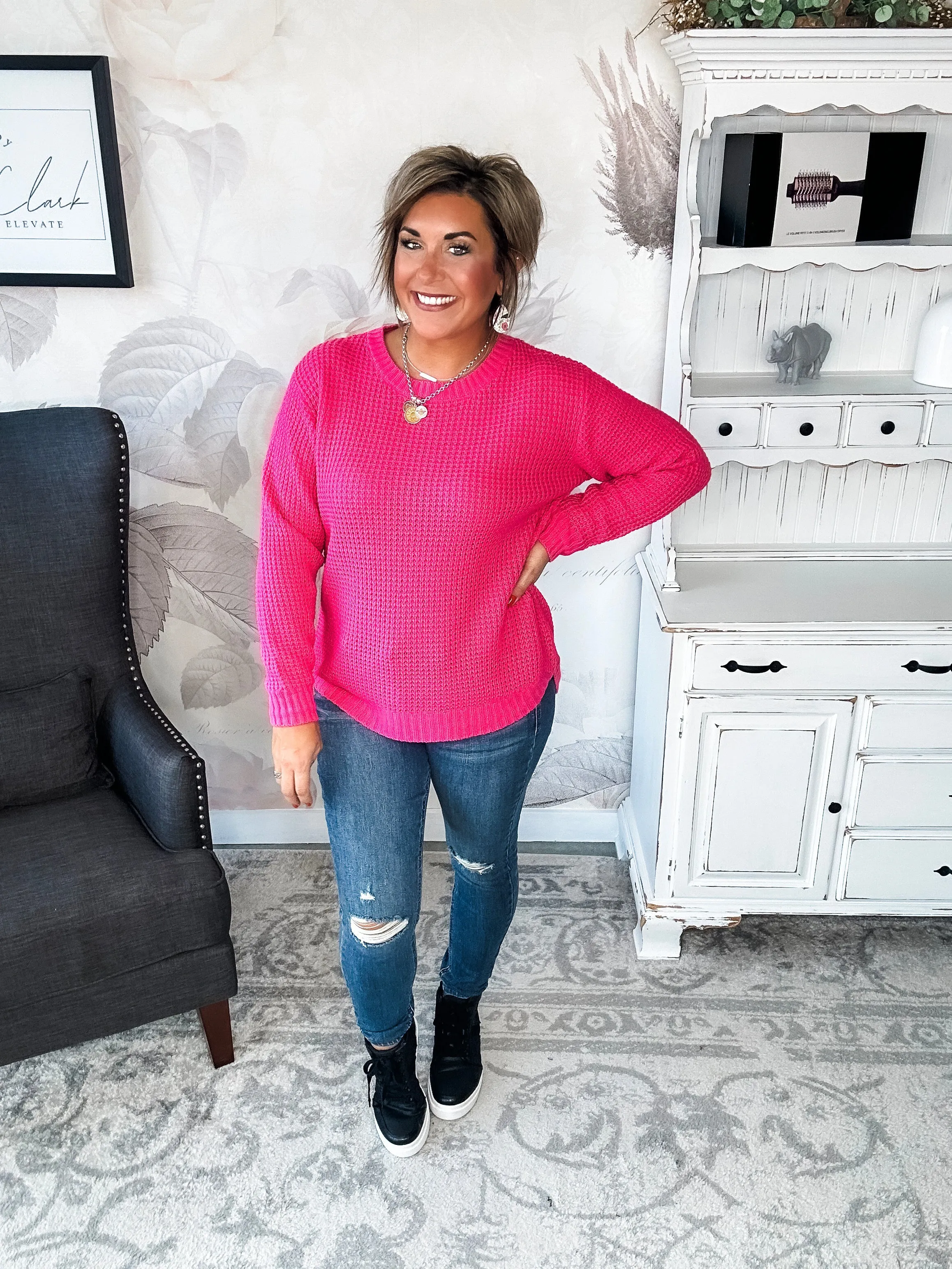 Looking For This Sweater - Fuchsia