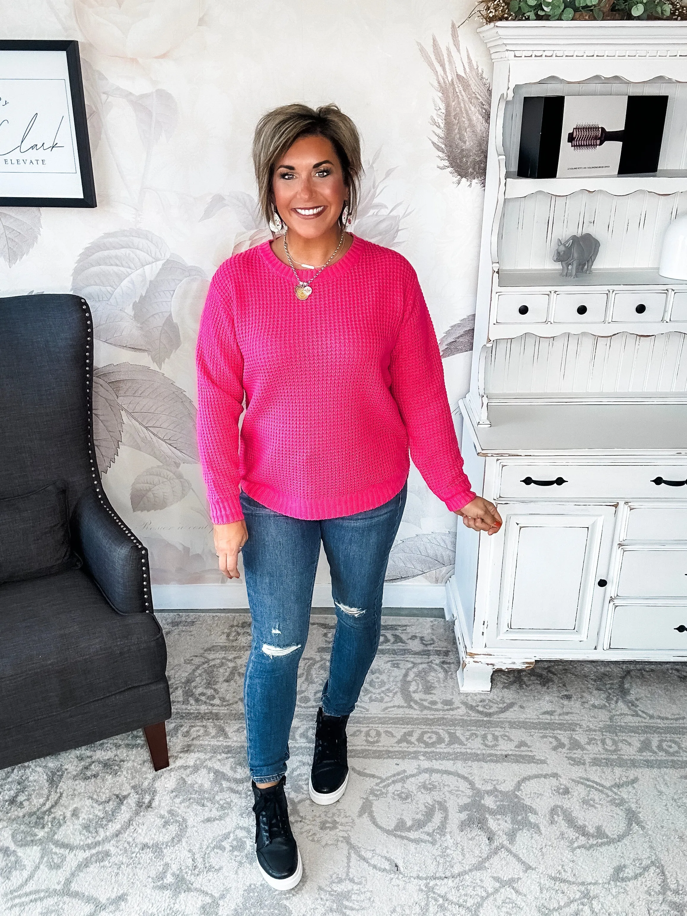 Looking For This Sweater - Fuchsia