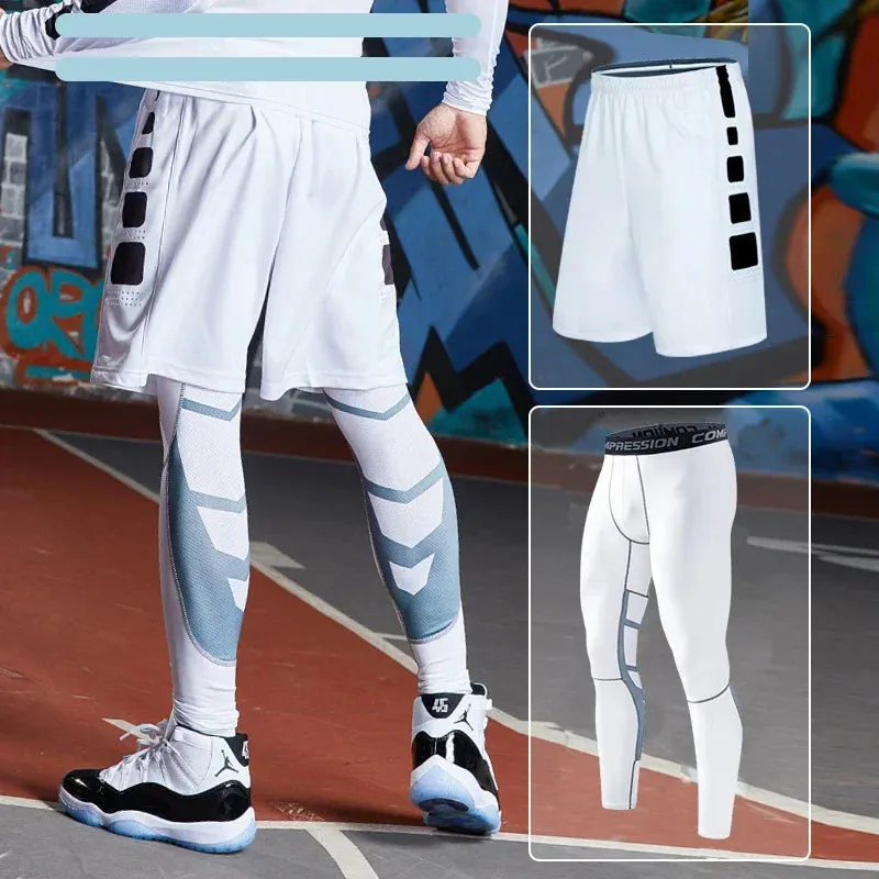 Men's Compression Running Tracksuit - Fitness Sportswear Set with Leggings & Tight Sweatpants | Gym Training Rash Guard
