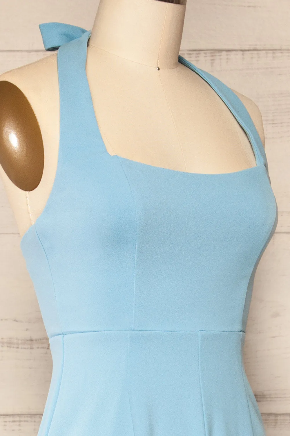 Nowogrod Blue | Wide-Leg Jumpsuit w/ Halter Neck