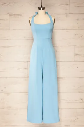 Nowogrod Blue | Wide-Leg Jumpsuit w/ Halter Neck