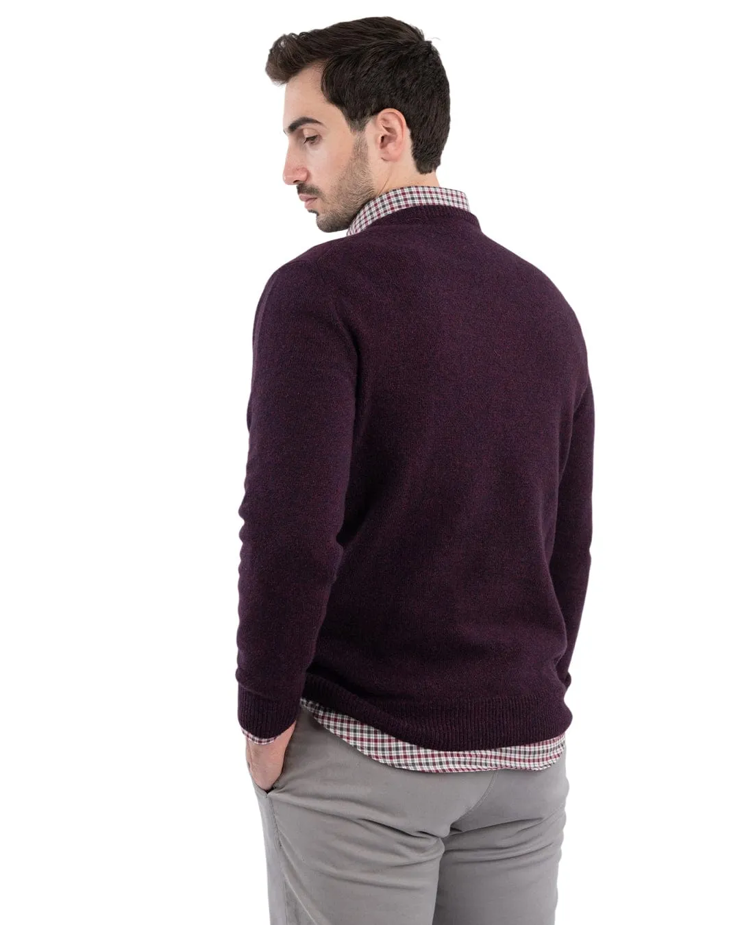 Reclaimed Lambswool Burgundy Crew Neck Jumper