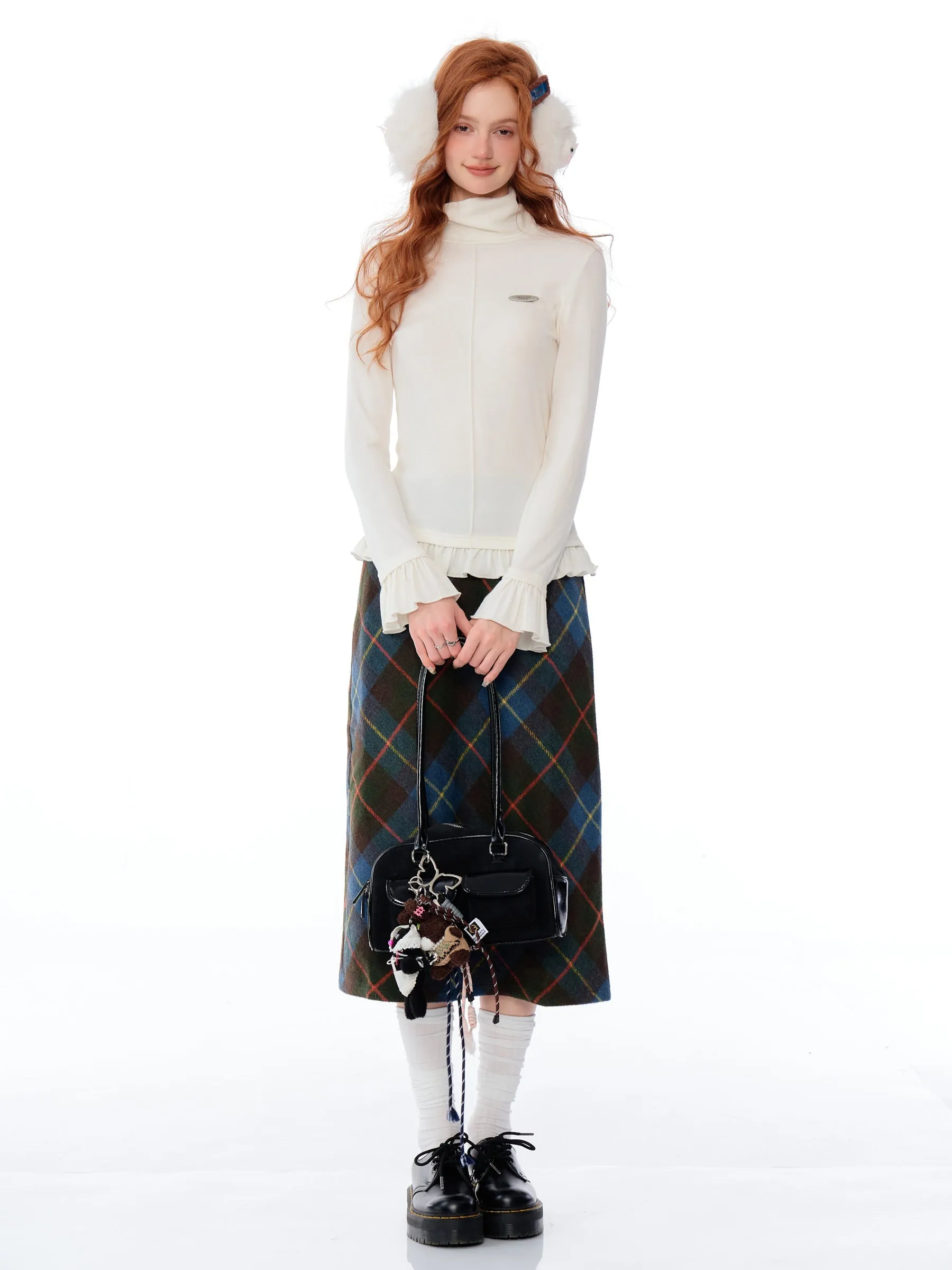 Ruffle Trim Turtleneck Top