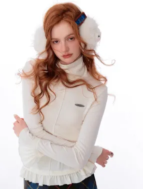 Ruffle Trim Turtleneck Top
