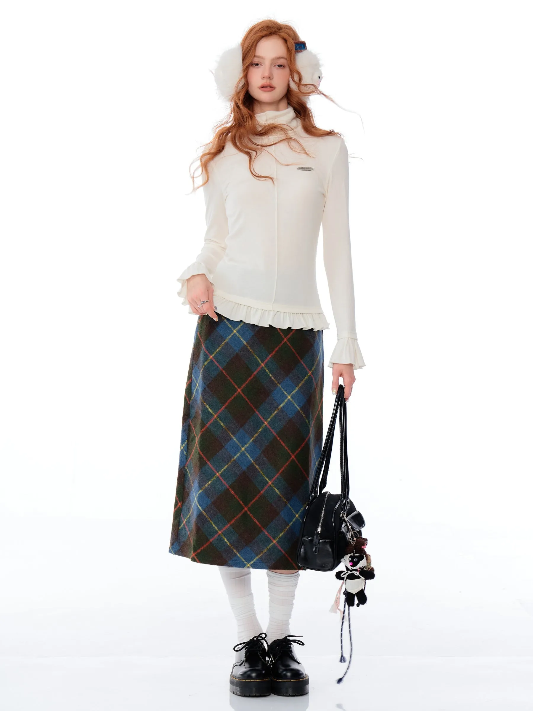 Ruffle Trim Turtleneck Top