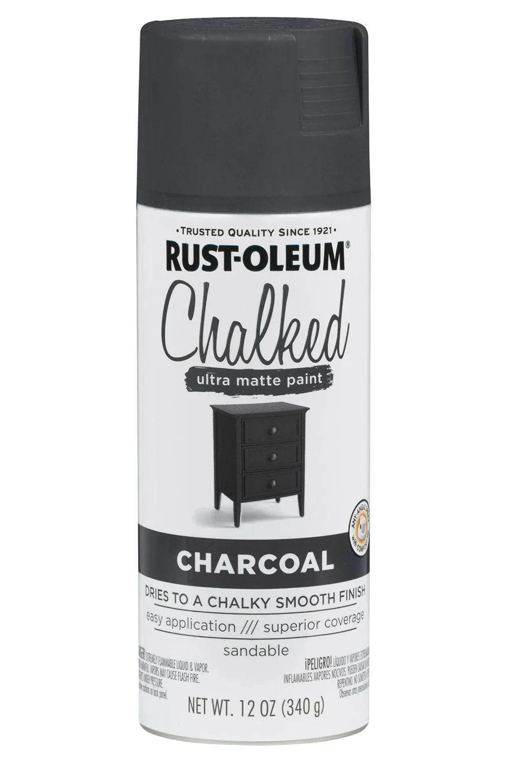 Rust-Oleum 302590 Chalked Ultra Matte Spray Paint, Charcoal, 12 Oz