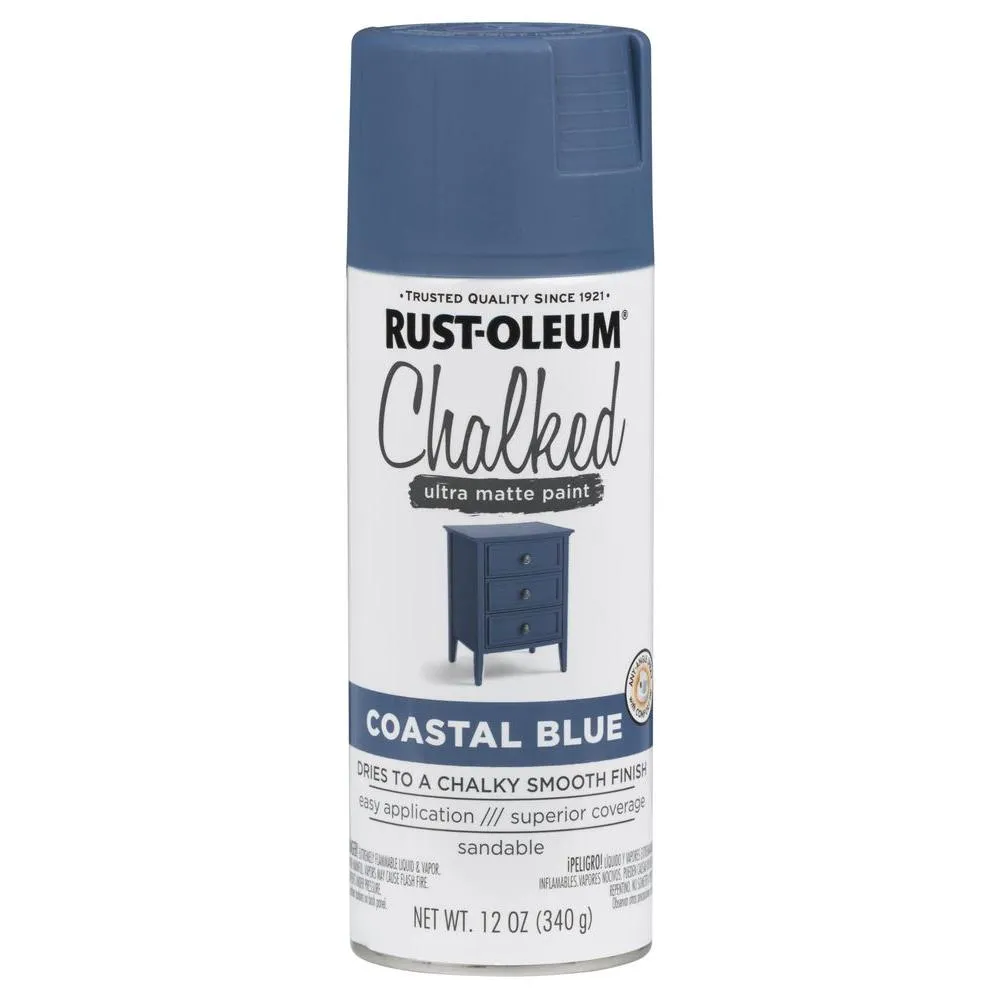 Rust-Oleum® 302598 Chalked Ultra Matte Spray Paint, Coastal Blue, 12 Oz