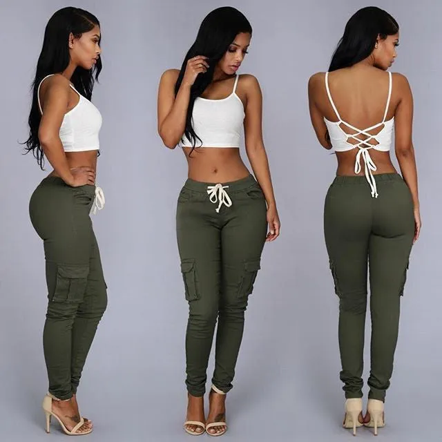 Slim Fit Cargo Pants for Women