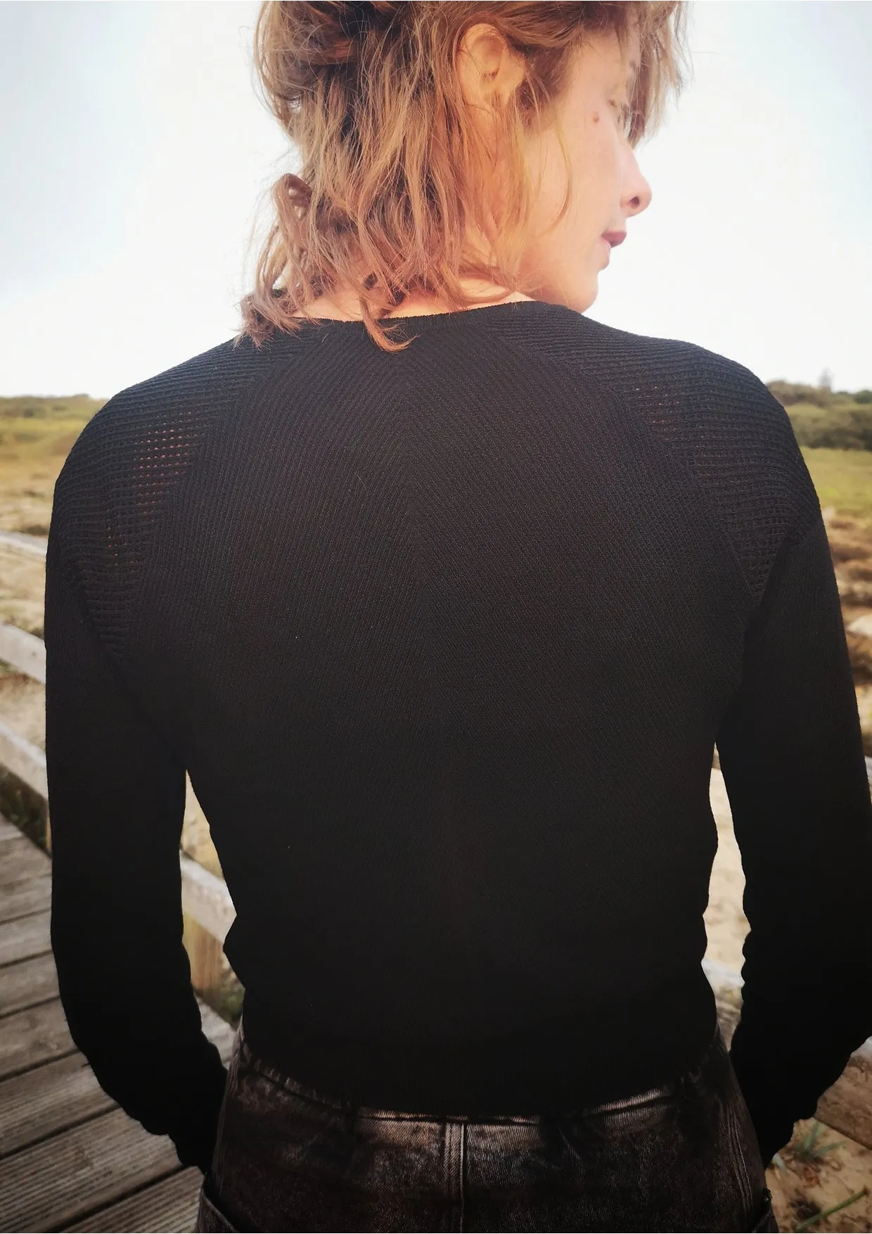 SWEATER LONG SLEEVE - KNIT TRANSPARENT black