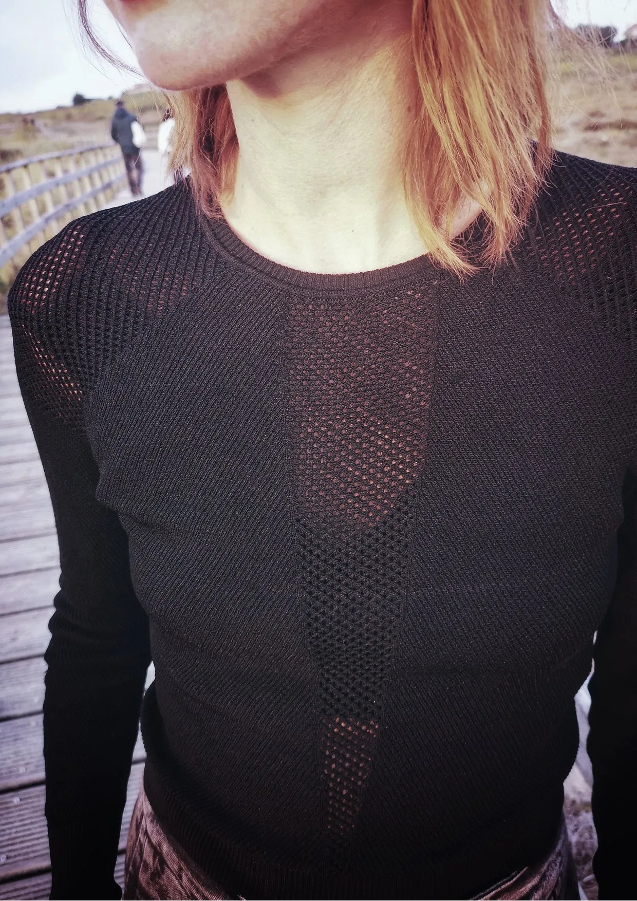 SWEATER LONG SLEEVE - KNIT TRANSPARENT black
