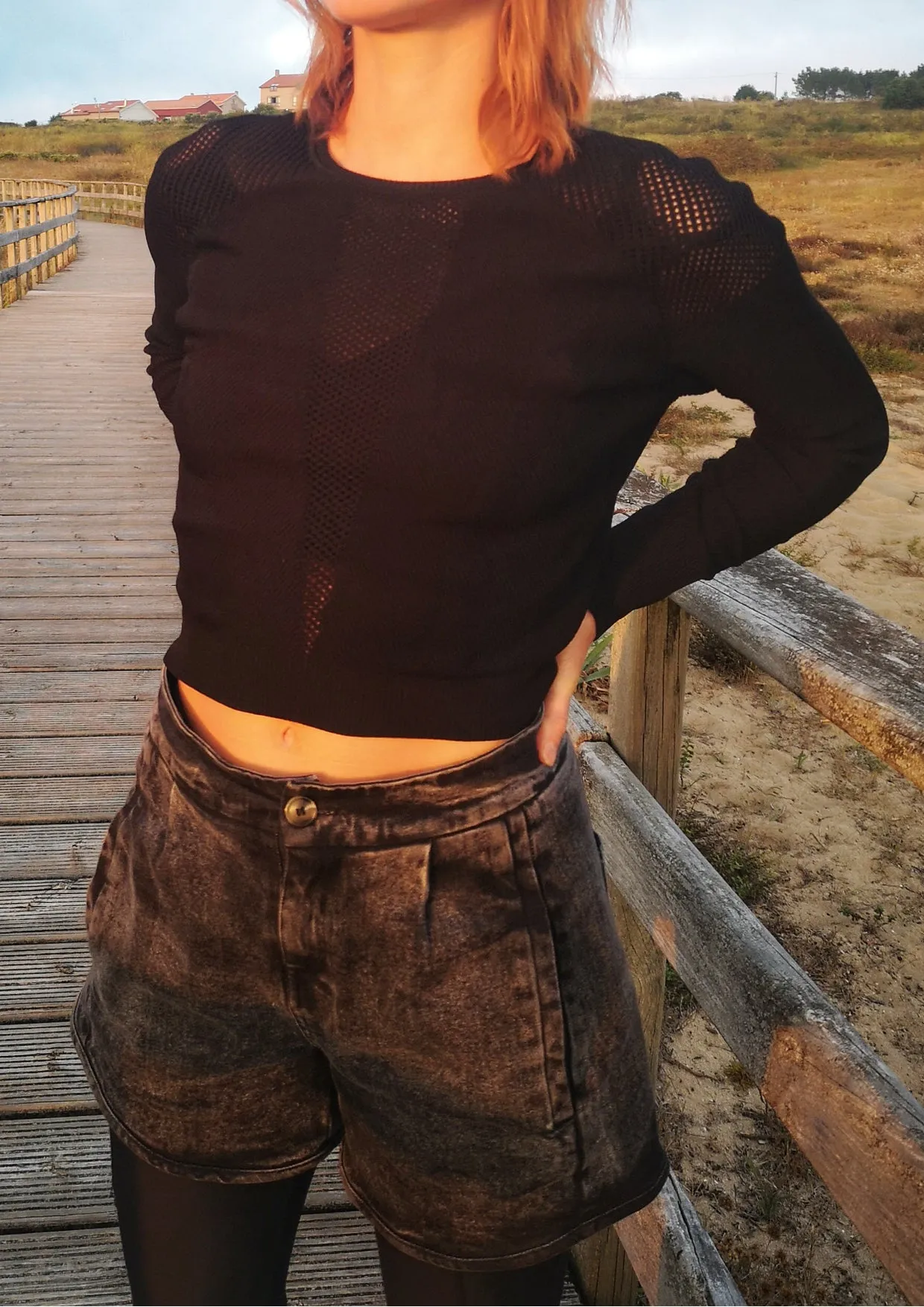 SWEATER LONG SLEEVE - KNIT TRANSPARENT black