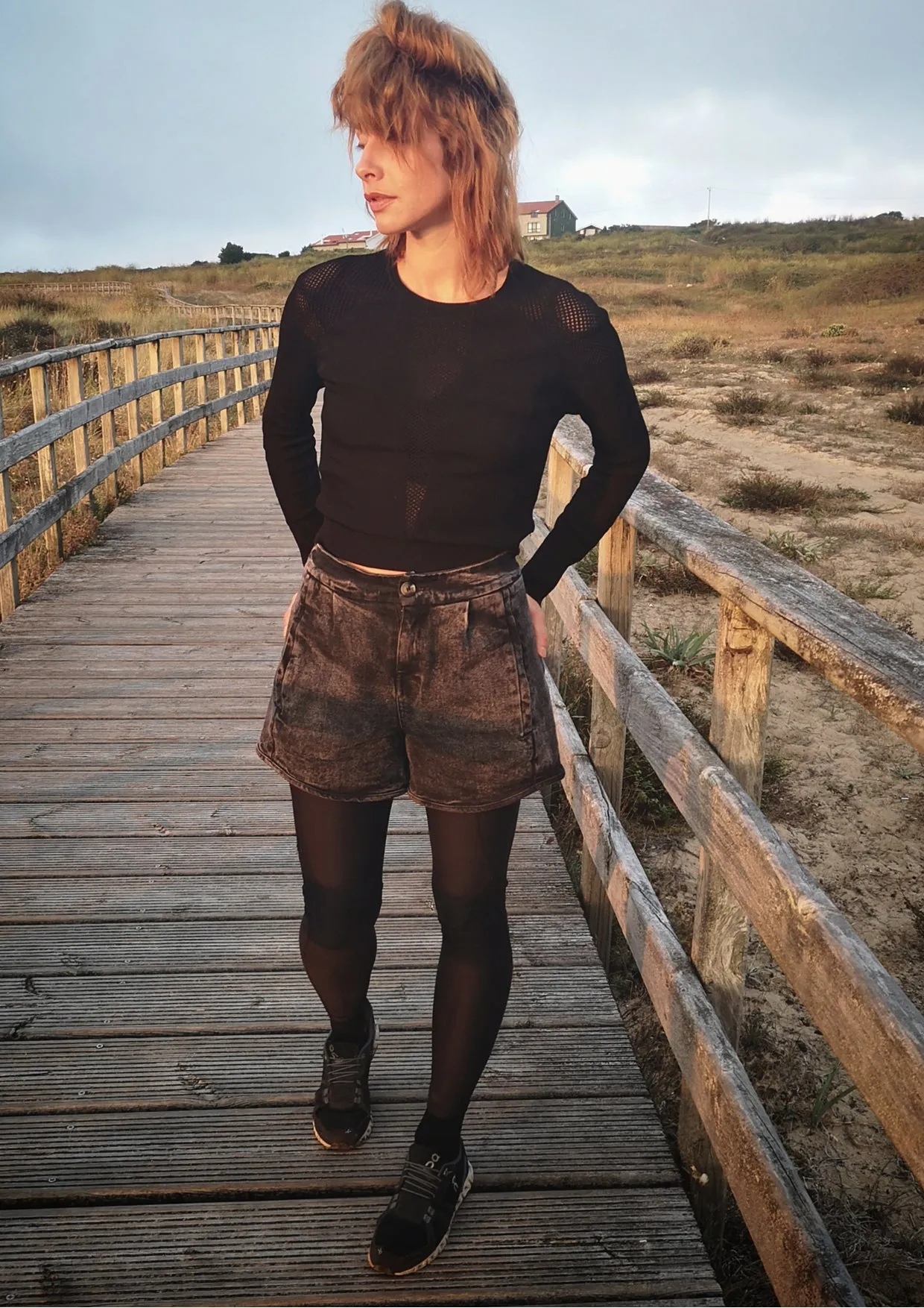 SWEATER LONG SLEEVE - KNIT TRANSPARENT black