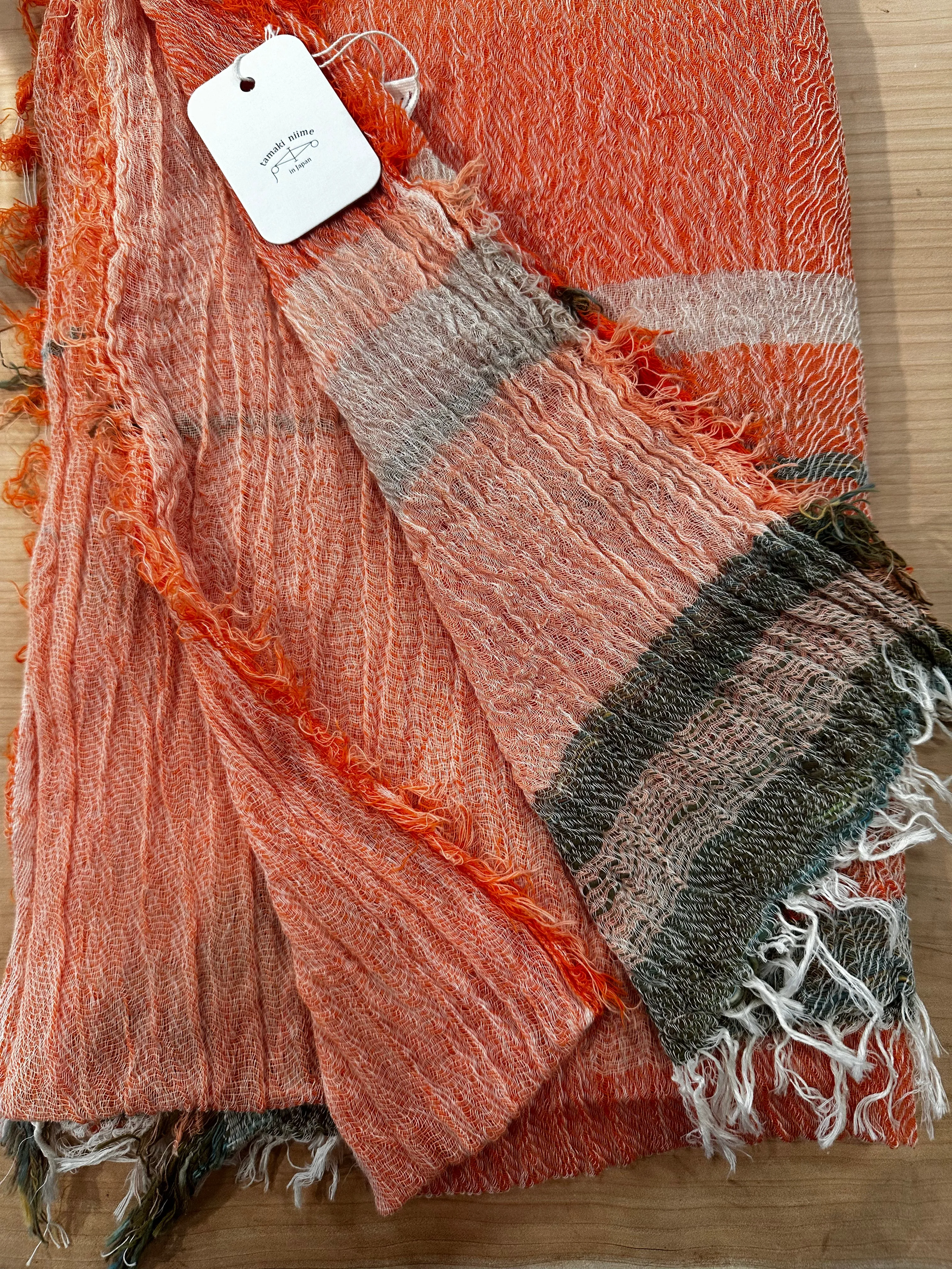 Tamaki-Niime 90'' x 66'' big gauze roots scarf by tamaki