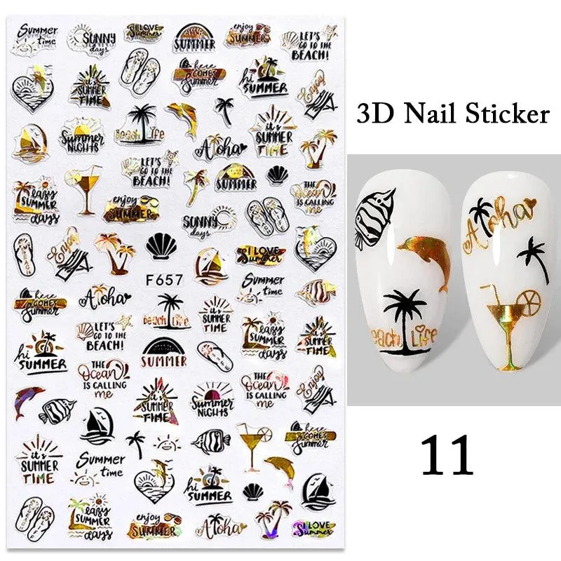 Tropical Sunset Nail Sticker Set: Exotic Beach Paradise Mani Fun