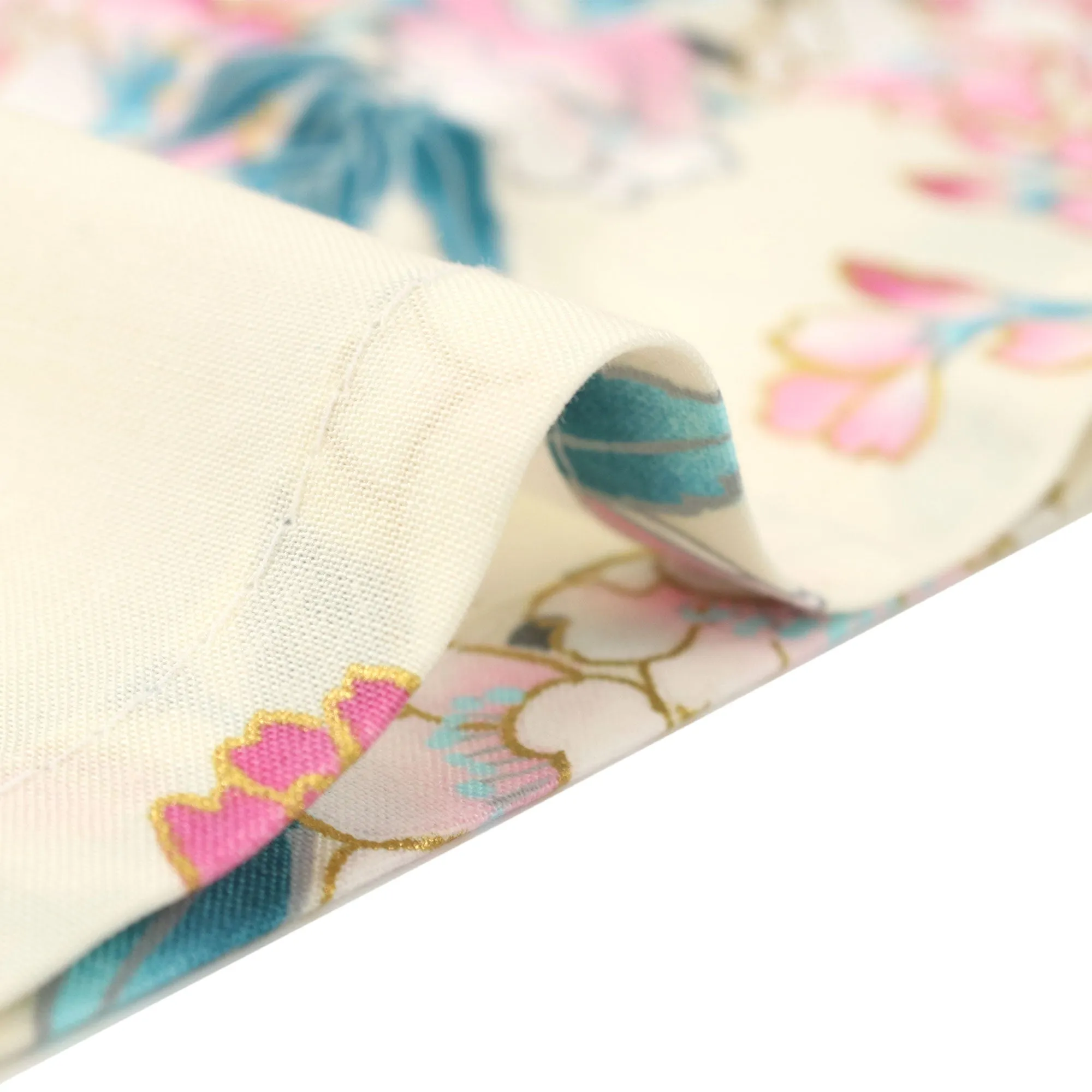 Women's Happi Coat: Kimono Robe - Cherry Blossom White